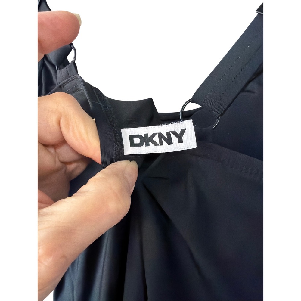DKNY Womens Black Starburst One Piece Swimsuit Adjustable Straps Small - Picture 6 of 9